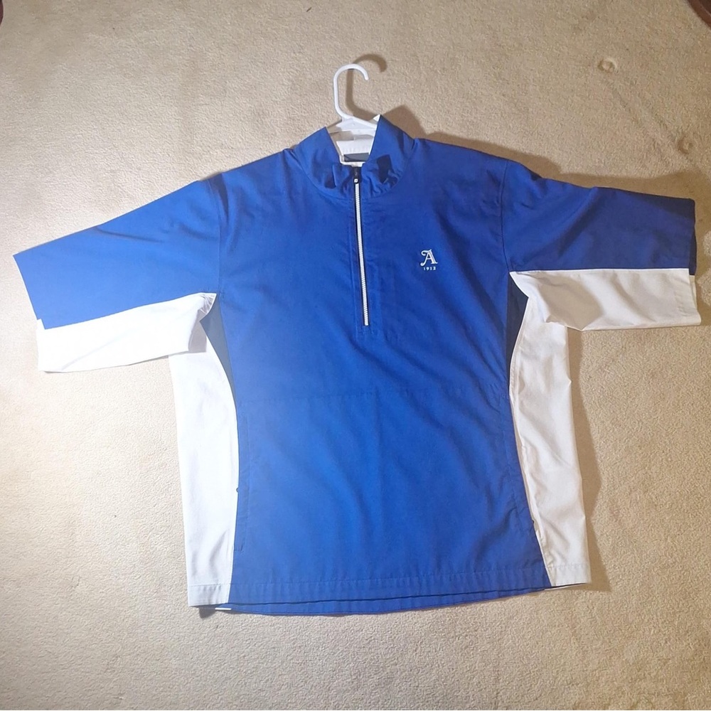 FootJoy Golf 1/2 Zip Pullover Mens Med Blue White Short Sleve Windbreaker Jacket